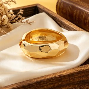 Gold Faceted Cuff Bracelet